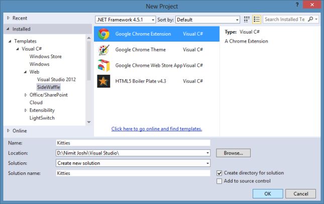 Create Chrome Extension in VS 2013